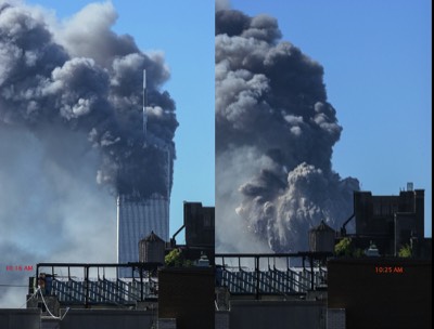  The WTC North Tower falling, 2001. 