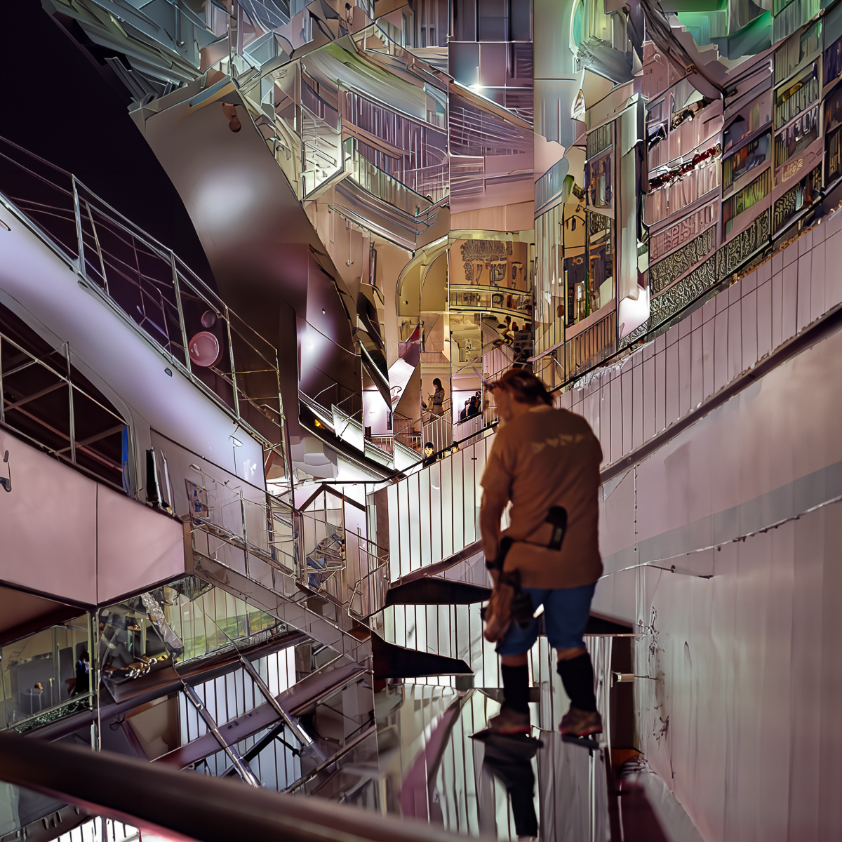  Woman on Escalator (Uncropped AI), 2003, 2023 