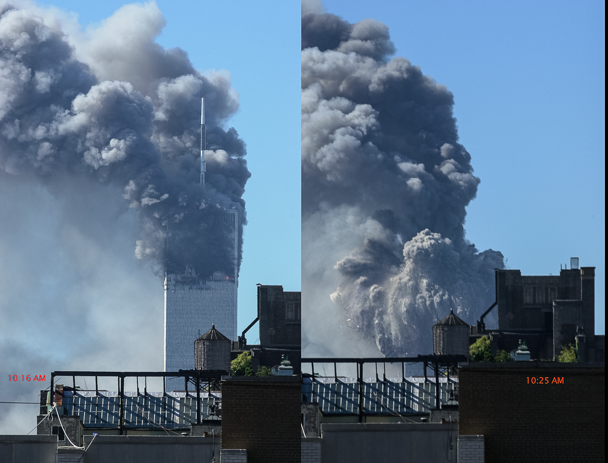  The WTC North Tower falling, 2001. 