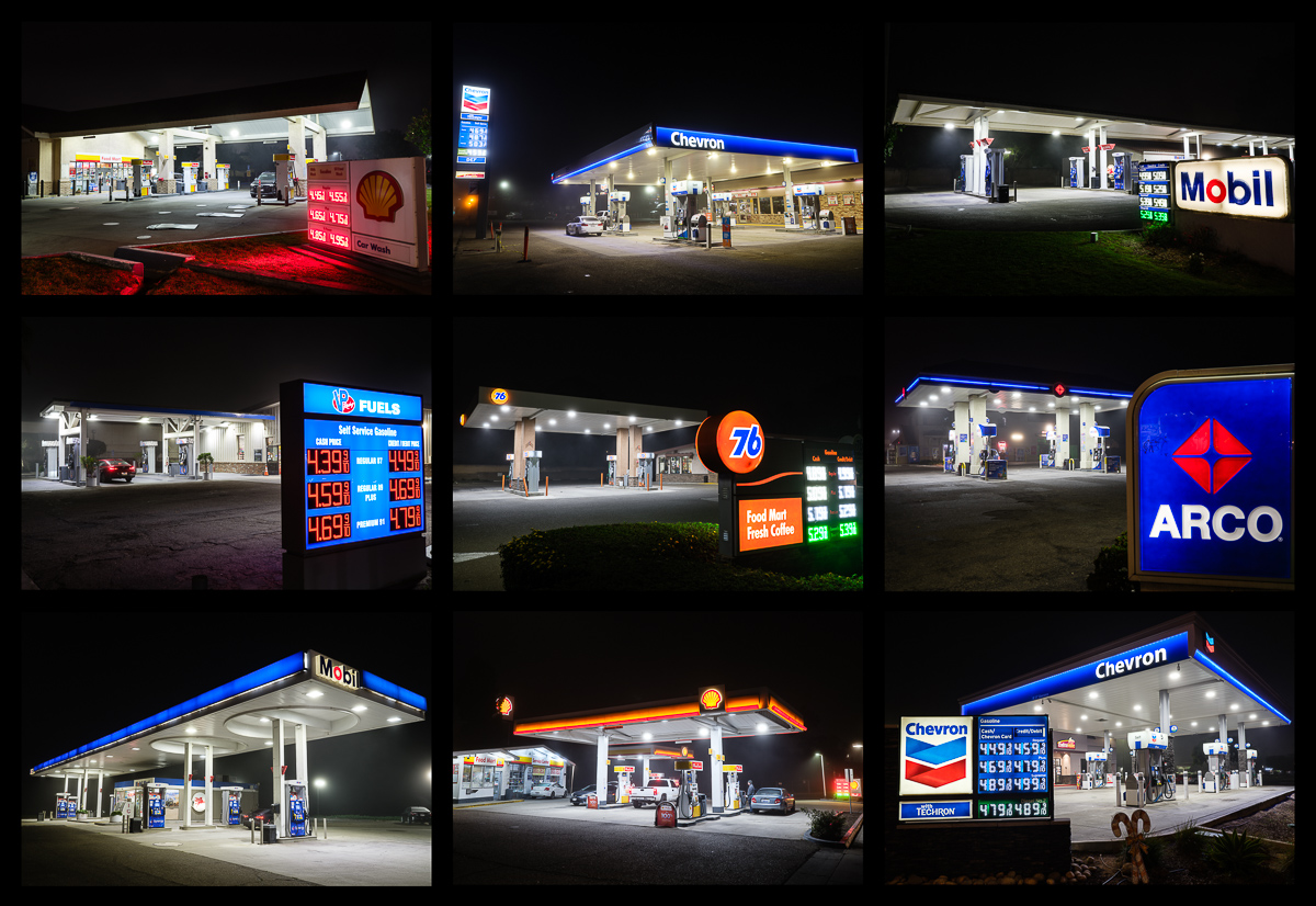  California Gas Stations at Night Grid, 2024. 